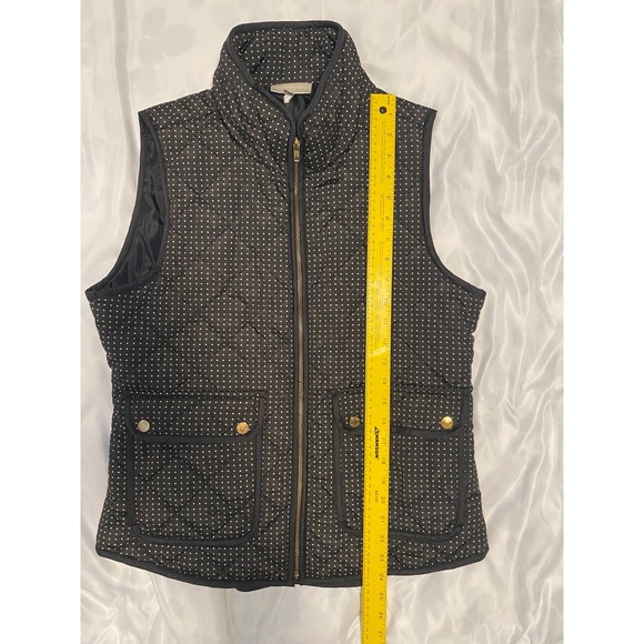 Kenar Quilted Vest Women's Polka Dot Zip Front Puffer Vest Black White Size L - Picture 10 of 10